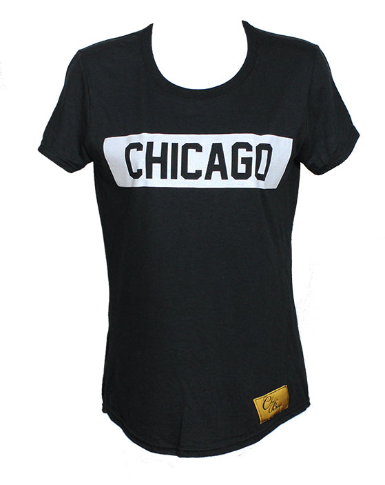 Chicago Block Tee- Women's Cut (Black/White)