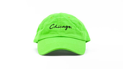 Classy Chicago dad hat (neon green)