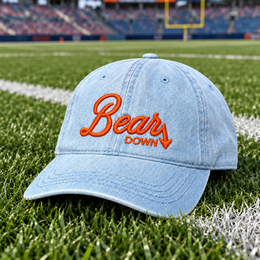 Bear Down Dad Hat (Denim/Orange)