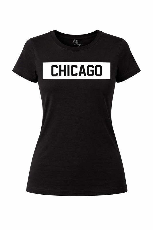 Chicago Block Tee Women's Cut (Black/White)