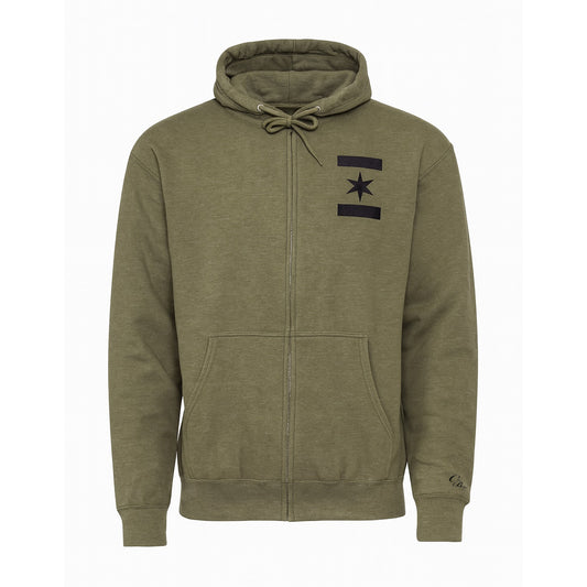 We Are One Star Embroidered Hoodie (Army/Black)