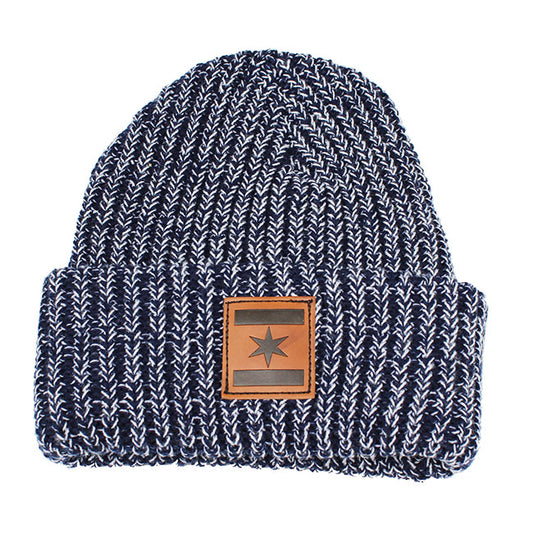 We Are One Star Chunky Beanie (Navy Swirl Knit)