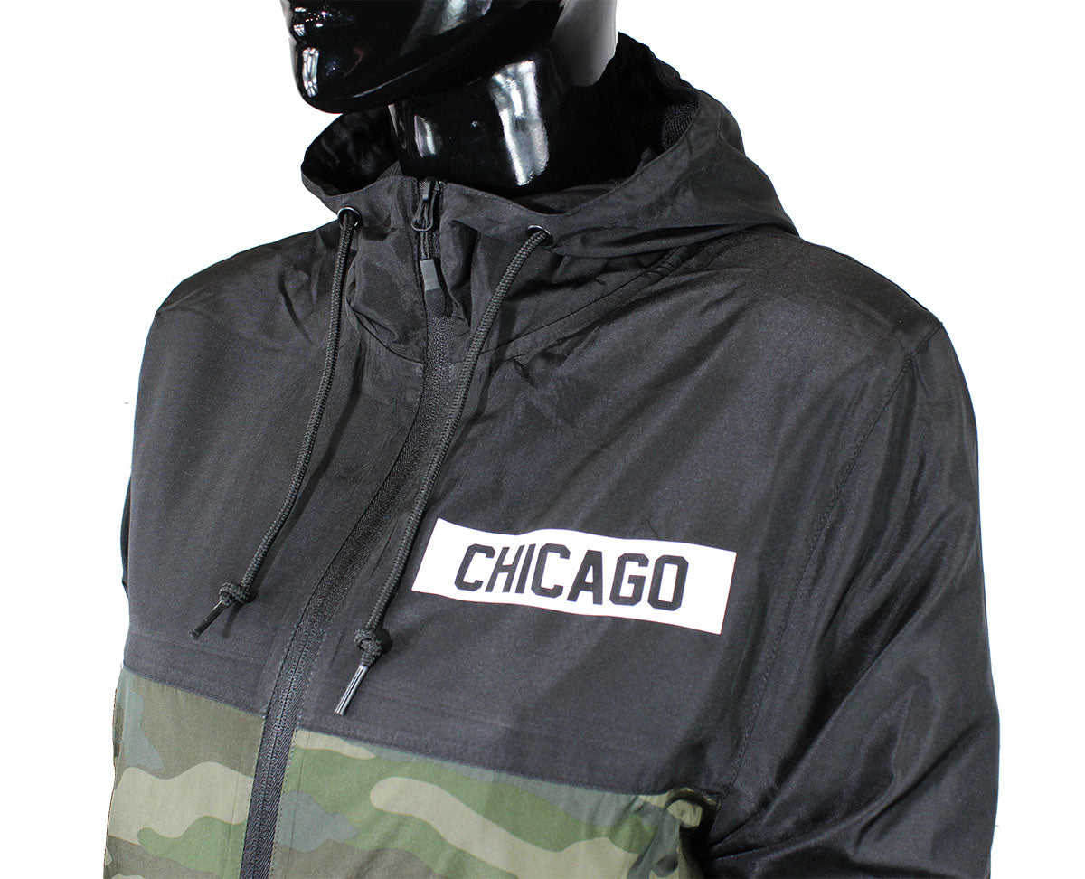 Water Resistant Windbreaker (Black/Camo)